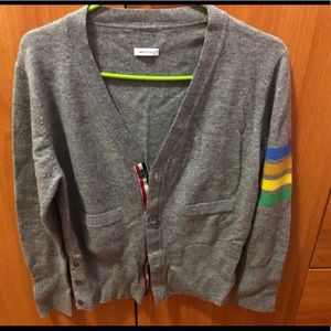 Light gray four stripes wool cardigan